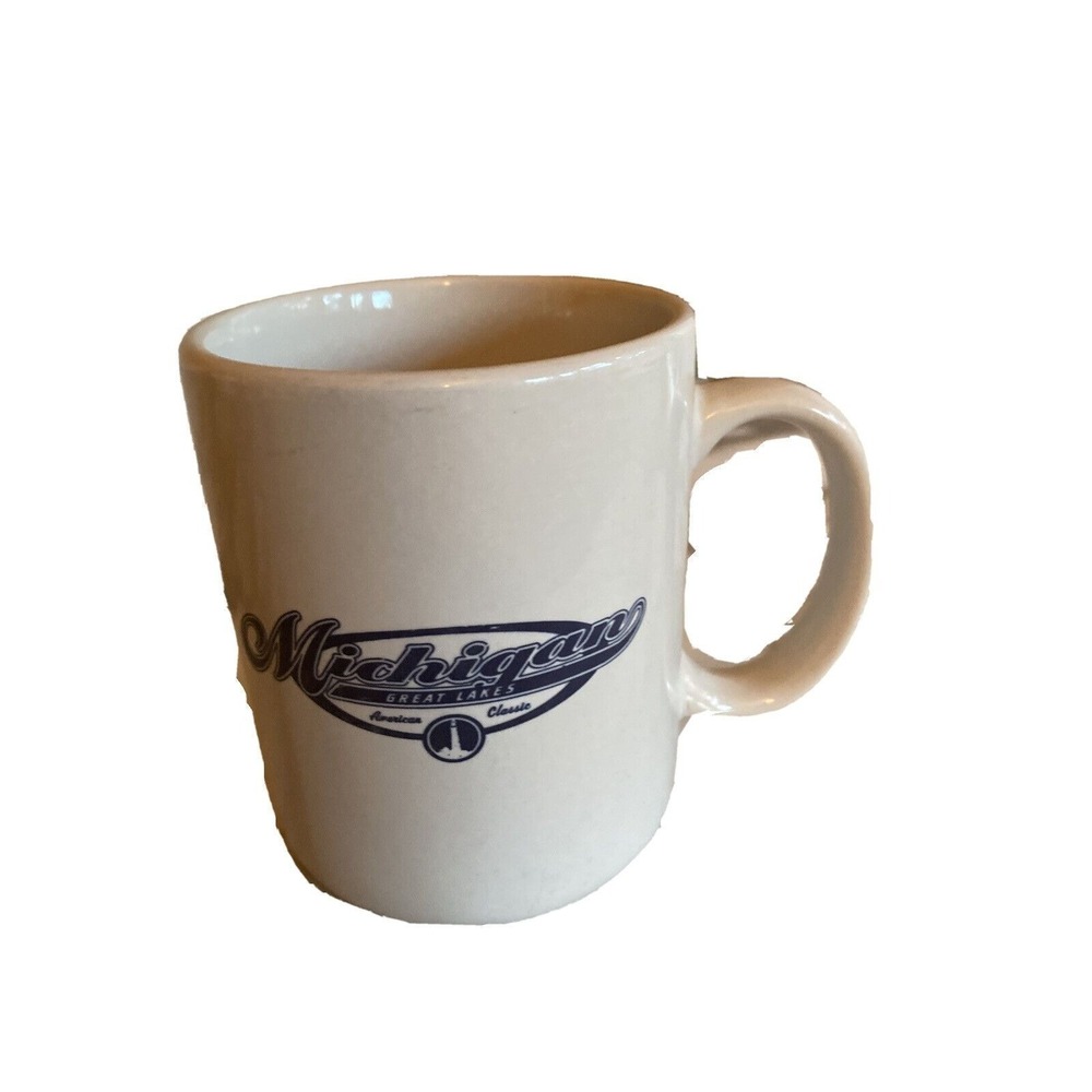 Michigan Great Lakes Coffee Mug By Linyi Silver Phoenix Cream Ceramic 12oz